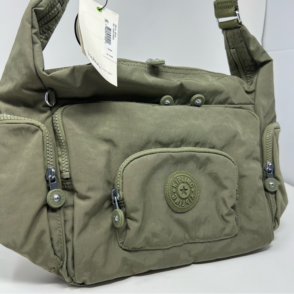 Kipling Erica Tote Crossbody Zipper Bag Purse Polyamide HB3122 Hiker Green $114